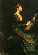 Thomas Wilmer Dewing Lady with a Lute Sweden oil painting artist